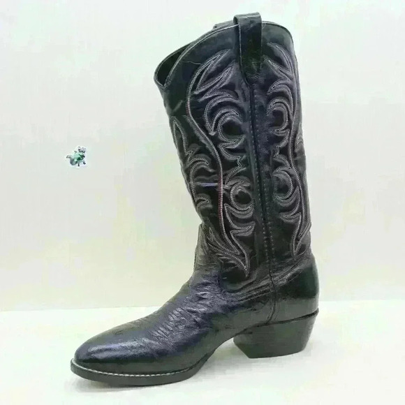 Bronco Men's Black Leather Cowboy Western Boots Size US 10 D - Picture 4 of 10
